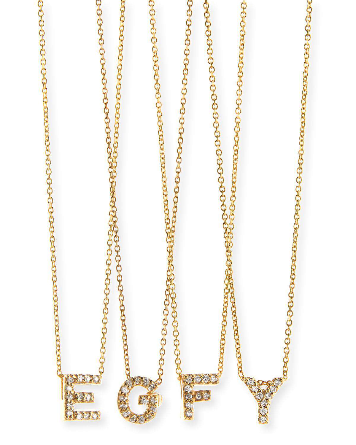 ROBERTO COIN 18K GOLD DIAMOND INITIAL LOVE LETTER PENDANT NECKLACE