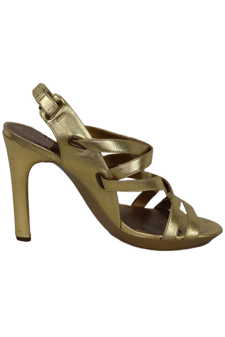 DIANE VON FURSTENBERG METALLIC LEATHER SANDALS EU 39.5 UK 6.5 US 9.5