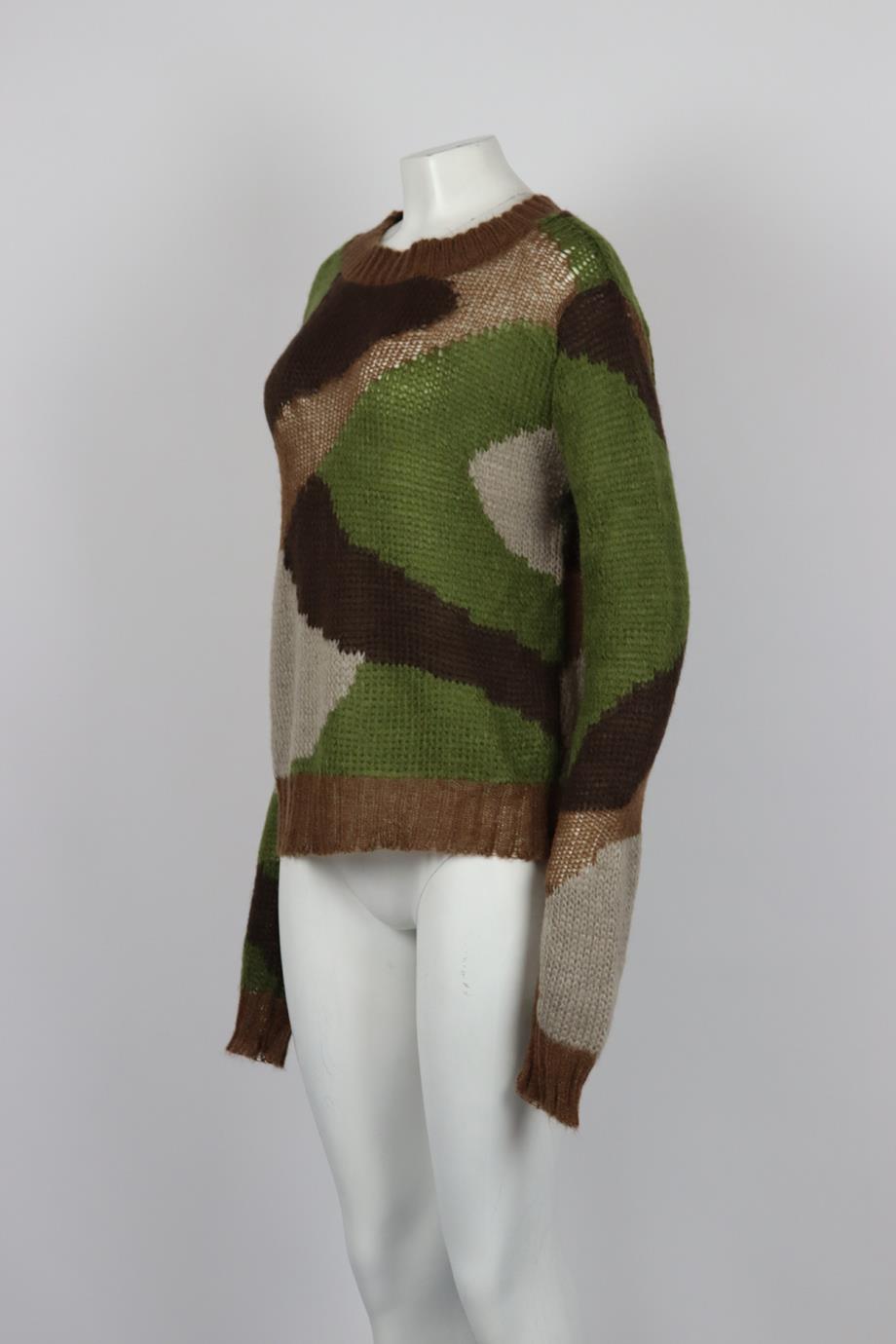 FAITH CONNEXION CAMOUFLAGE INTARSIA MOHAIR BLEND SWEATER SMALL