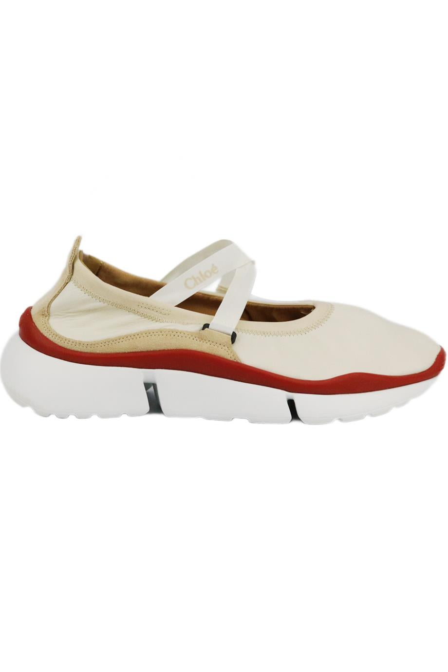 CHLOÉ SONNIE CUTOUT LEATHER SNEAKERS EU 38 UK 5 US 8