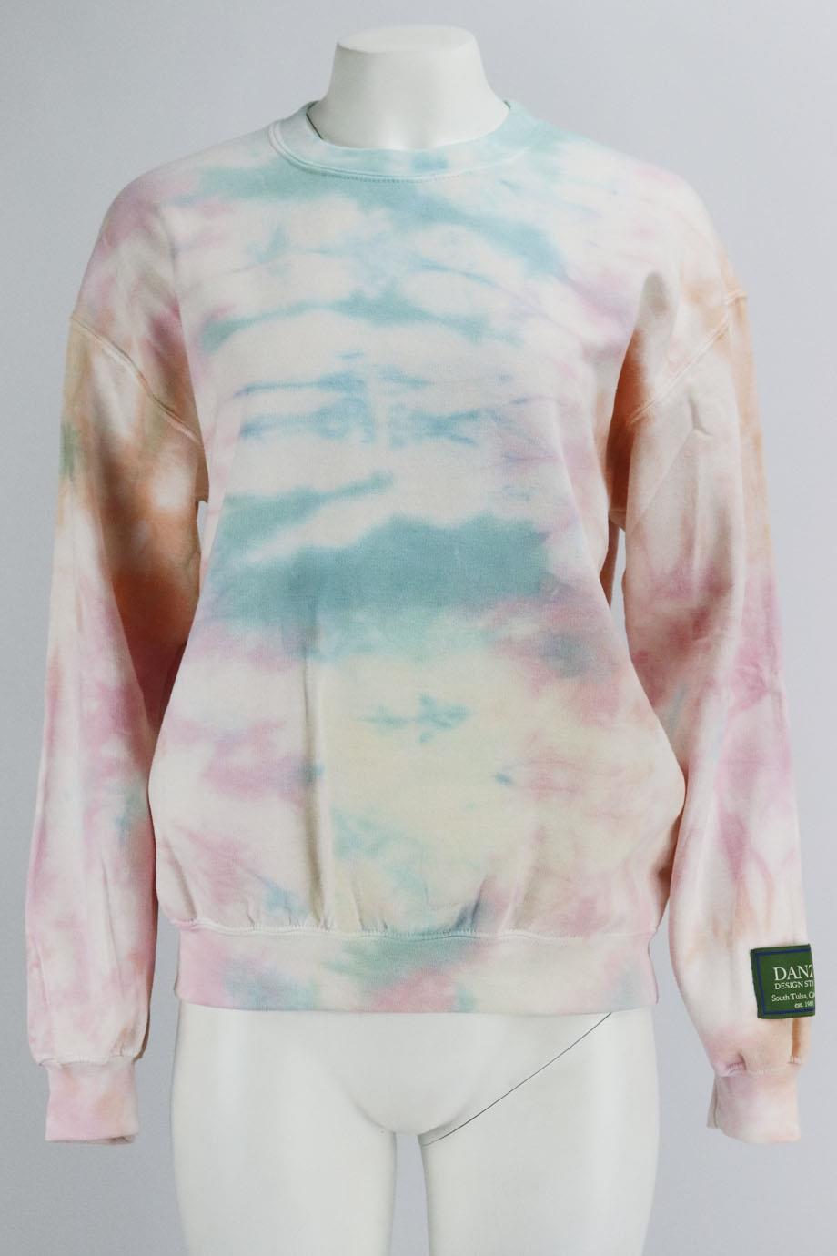 DANZY TIE DYED COTTON BLEND JERSEY SWEATSHIRT SMALL