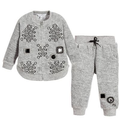 LITTLE MARC JACOBS BABY GIRLS GREY VELOUR TRACKSUIT 3 YEARS