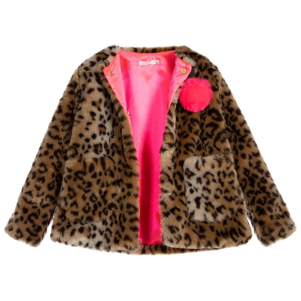 BILLIEBLUSH GIRLS LEOPARD PRINTED FAUX FUR JACKET 3 YEARS
