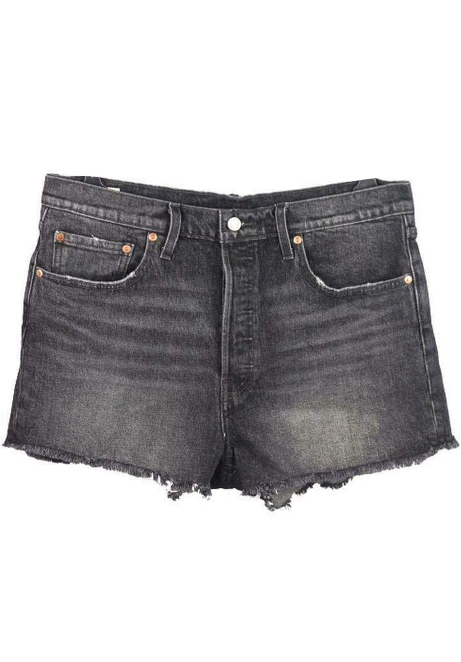 LEVI'S FRAYED HIGH WAISTED DENIM SHORTS W32 UK 14