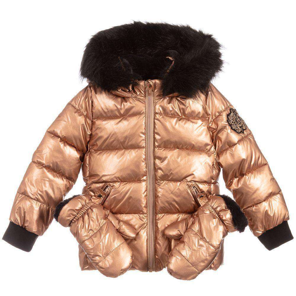 IKKS KIDS GIRLS METALLIC MITTENS AND JACKET SET 8 YEARS
