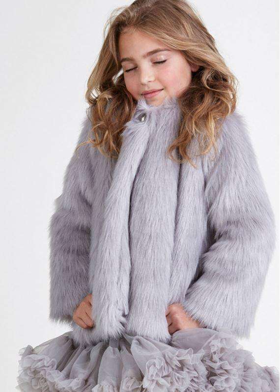 ANGEL'S FACE GIRLS GREY FUR JACKET 4-5 YEARS