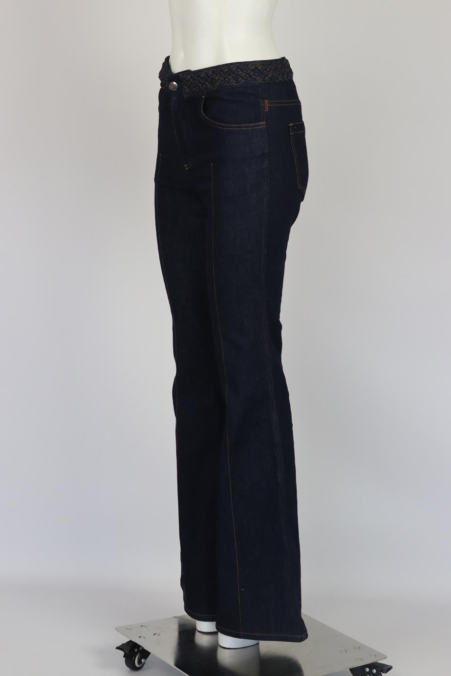 CHLOÉ BRAIDED HIGH RISE FLARED DENIM JEANS FR 36 UK 8
