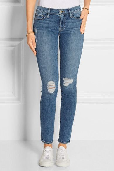 FRAME DENIM LE SKINNY DE JEANNE DISTRESSED JEANS W25 UK 6/8