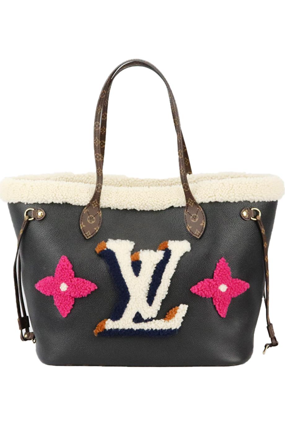LOUIS VUITTON 2020 NEVERFULL MM MONOGRAM SHEARLING AND LEATHER BAG