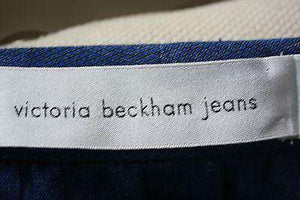 VICTORIA BECKHAM JEANS BLUE PLEAT TOP BLOUSE UK 8 US 4