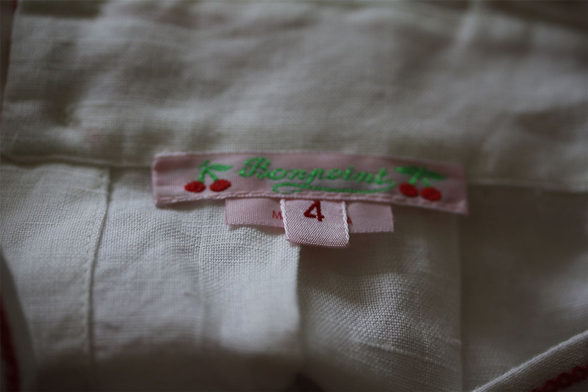 BONPOINT GIRLS WHITE EMBROIDERED SOLEIL TOP 4 YEARS