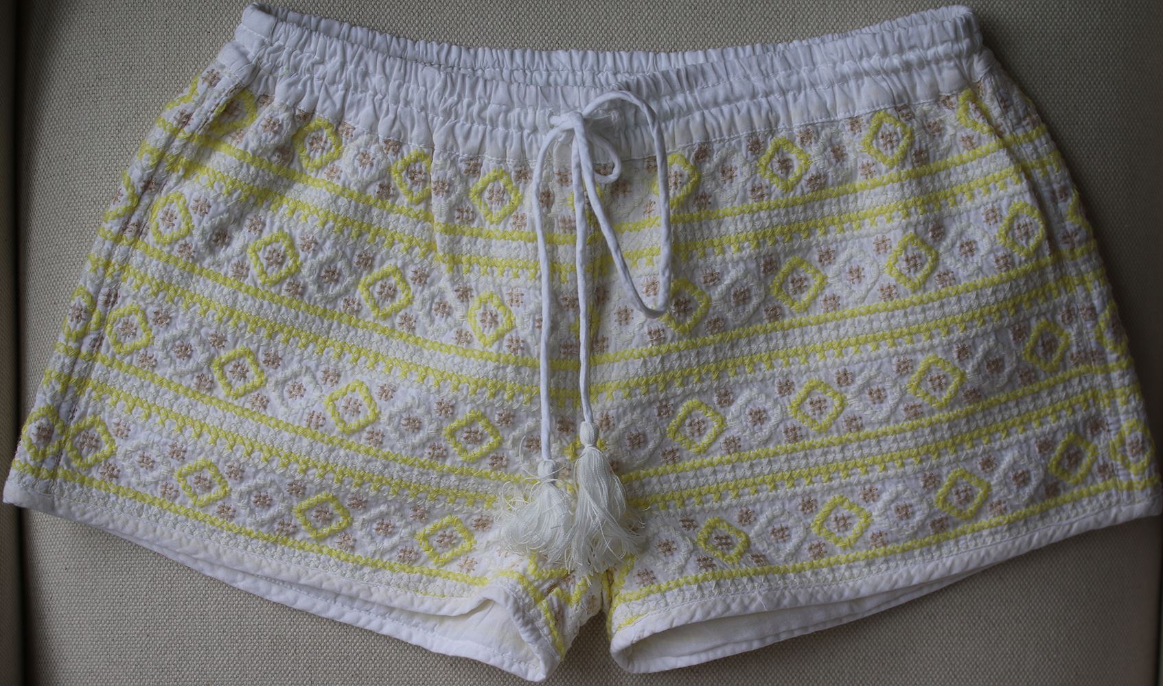 MELISSA ODABASH CAROLINA YELLOW EMBROIDERED SHORTS SMALL