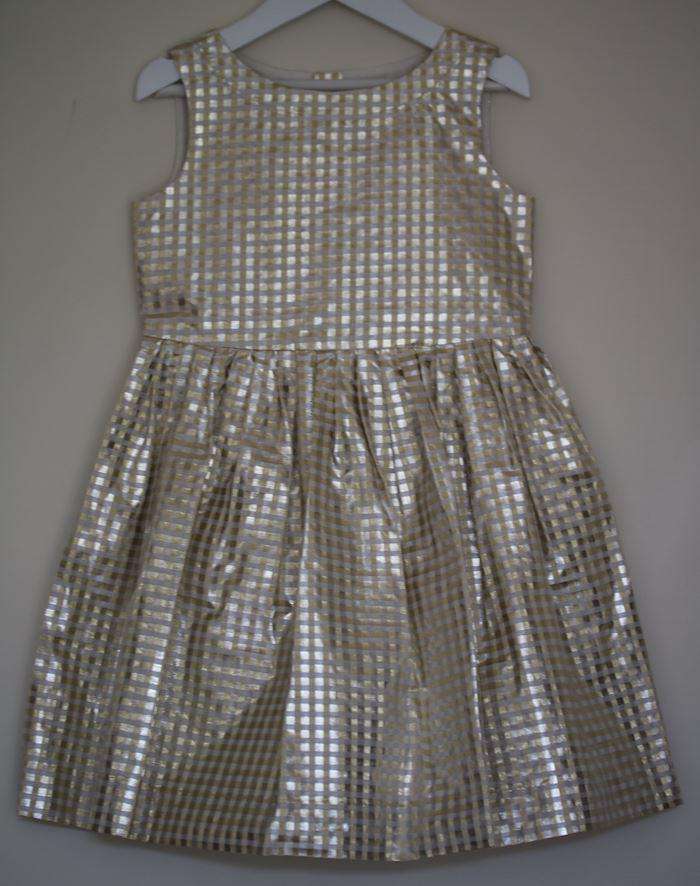 BONPOINT GIRLS GOLD GINGHAM ALINA DRESS 6 YEARS