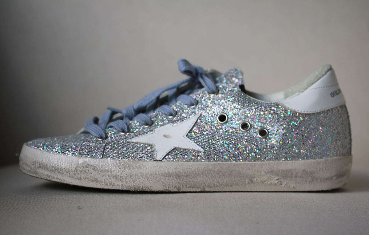 GOLDEN GOOSE DELUXE BRAND SUPERSTAR GLITTERED TEXTURE SNEAKERS EU 38 UK 5 US 8