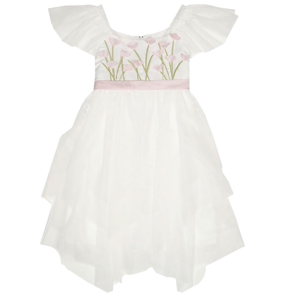 KATE MACK AND BISCOTTI KIDS GIRLS FLORAL TULLE DRESS 6 YEARS
