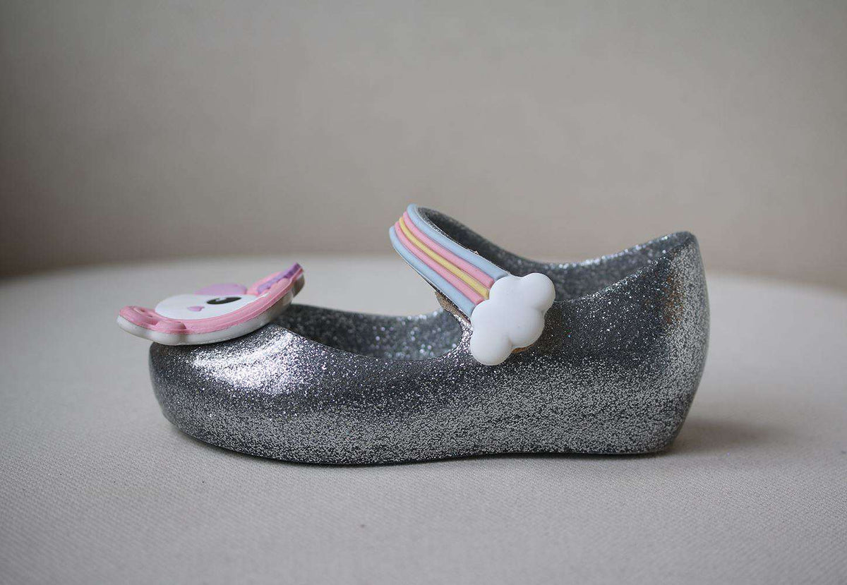 MINI MELISSA GIRLS UNICORN GLITTER JELLY SHOES EU 25/26 UK 8/9