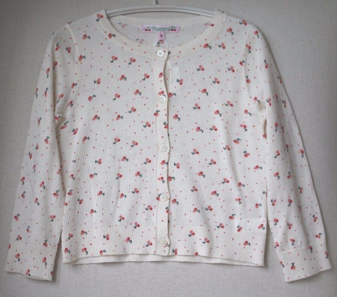 BONPOINT GIRLS CHERRY PRINT CARDIGAN 4 YEARS