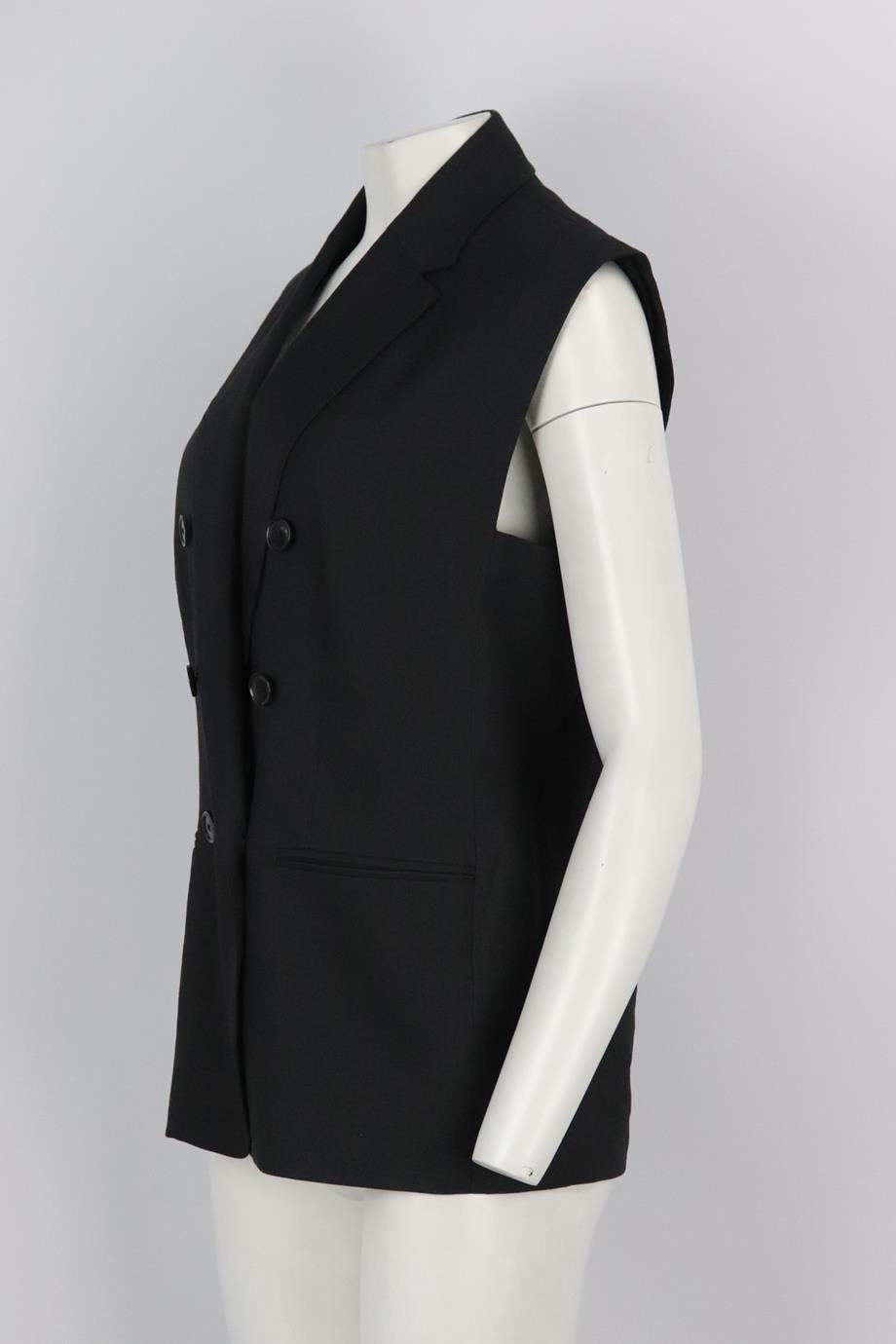 FRAME DOUBLE BREASTED LINEN BLEND GILET XSMALL