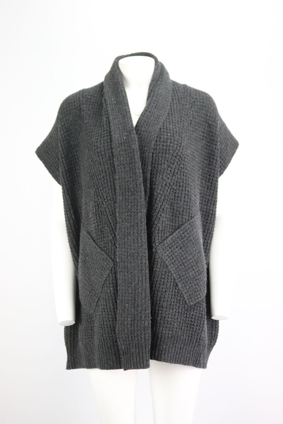 ERES WAFFLE KNIT WOOL AND CASHMERE BLEND CARDIGAN SMALL/MEDIUM