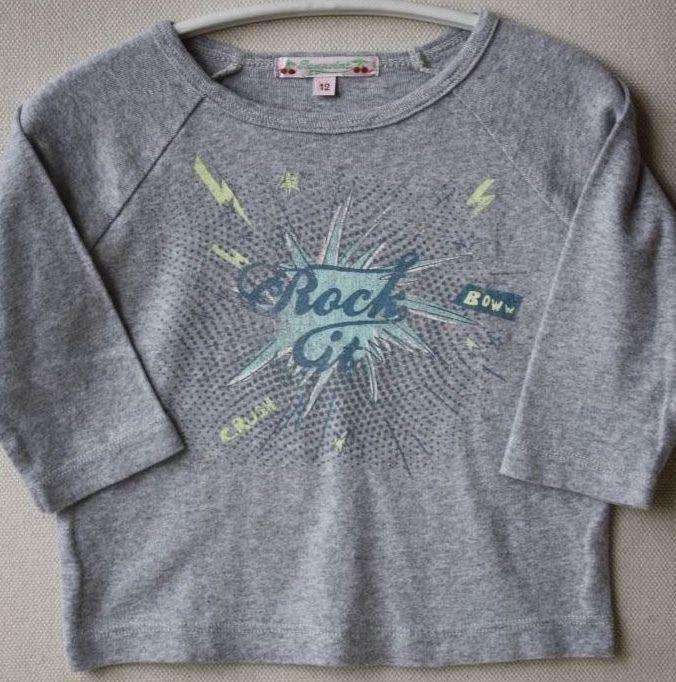 BONPOINT BABY GREY TOP TEE T-SHIRT 12 MONTHS