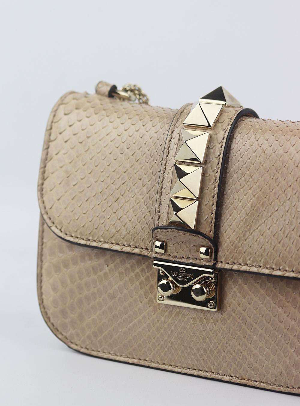 VALENTINO GARAVANI LOCK SMALL PYTHON SHOULDER BAG