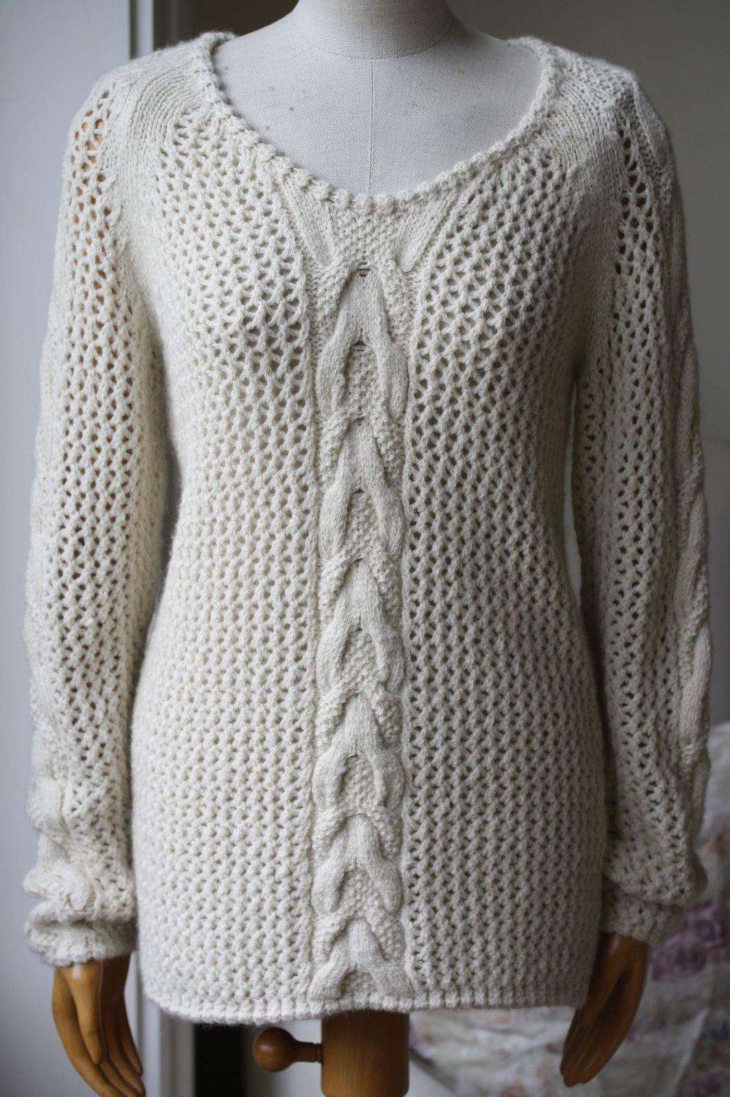 ACQUAVERDE ALPACA BLEND OPEN KNIT SWEATER MEDIUM