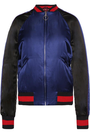 GUCCI EMBELLISHED SILK SATIN BOMBER JACKET IT 40 UK 8