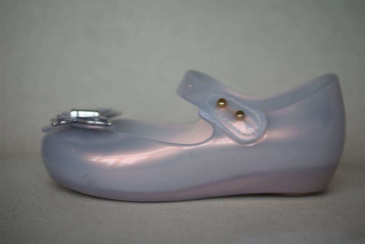 MINI MELISSA GIRLS SILVER BUTTERFLY JELLY SHOES EU 24 UK 7