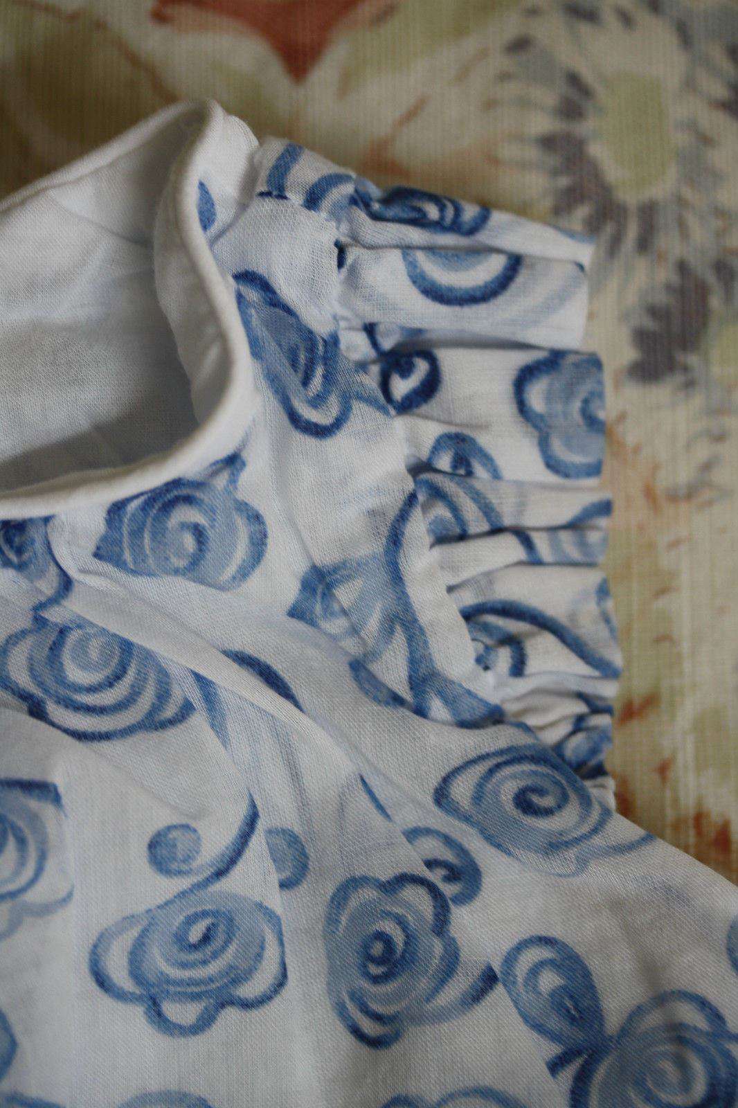 BABY DIOR BLUE CHINA FLORAL BLOUSE 3 MONTHS