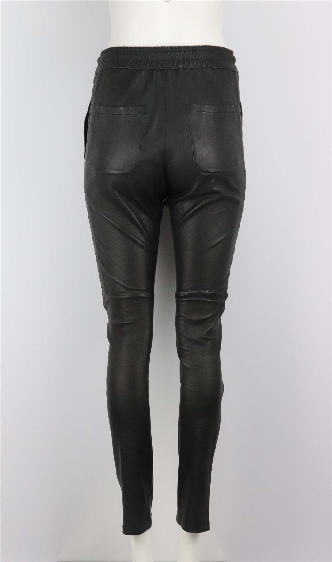 BALMAIN STRETCH LEATHER BIKER PANTS FR 34 UK 6