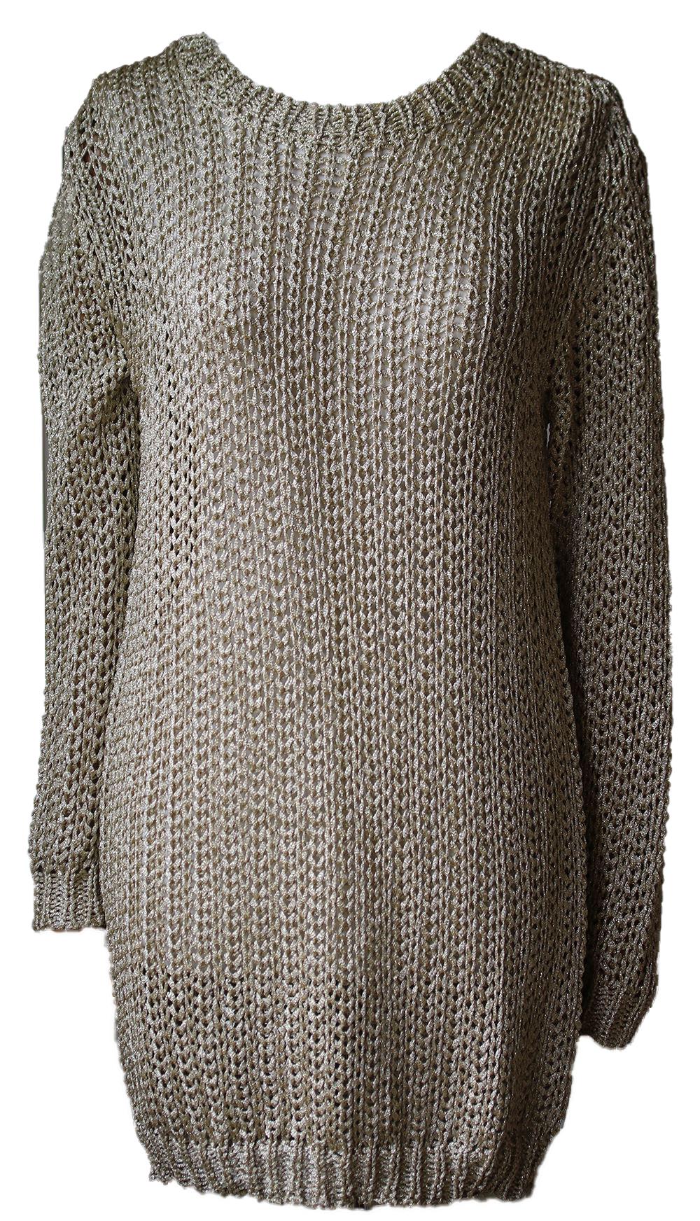JOSEPH METALLIC OPEN KNIT SWEATER MEDIUM