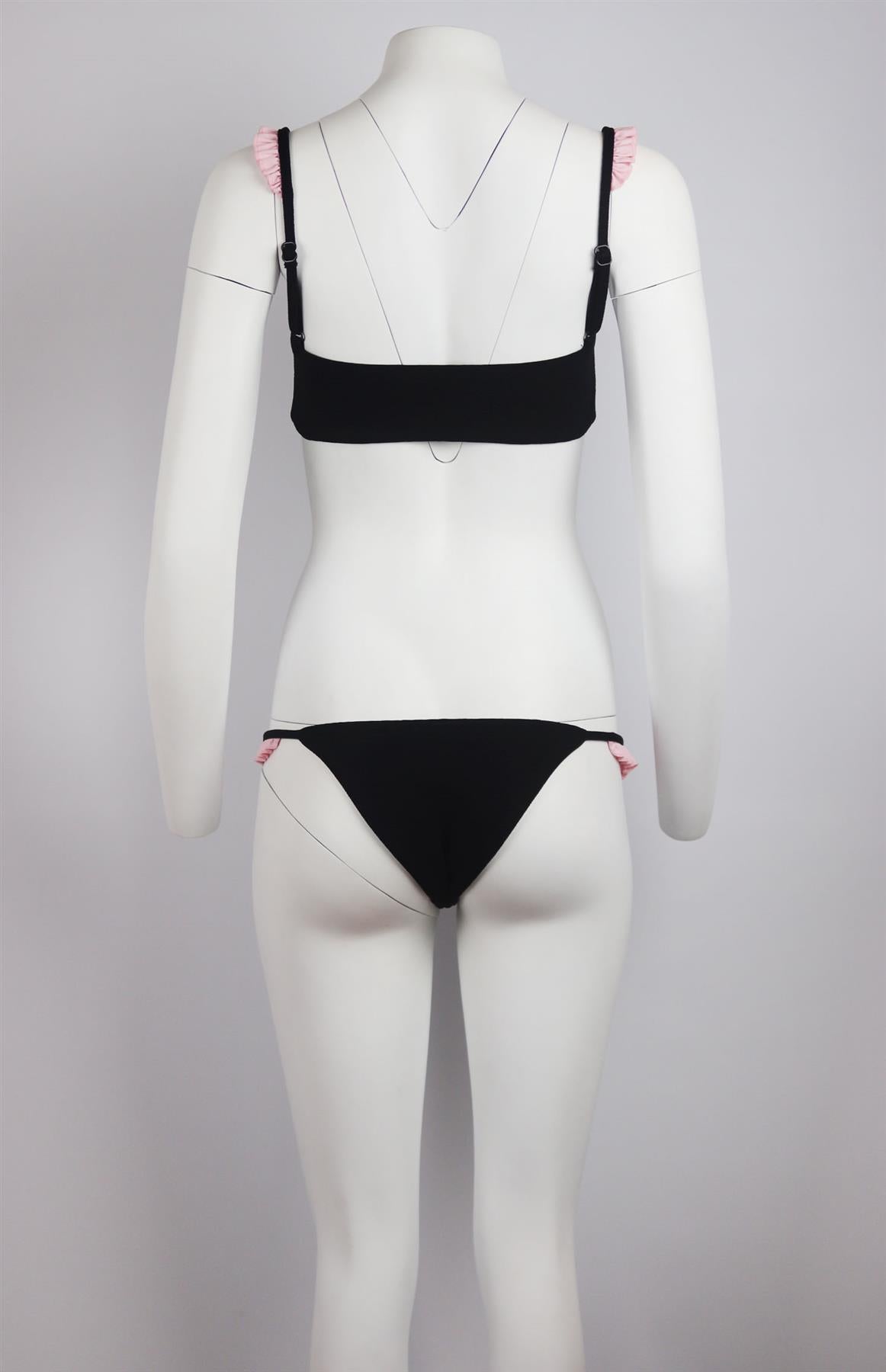 SAME SWIM RUFFLE TRIMMED TEXTURED BIKINI SMALL/MEDIUM