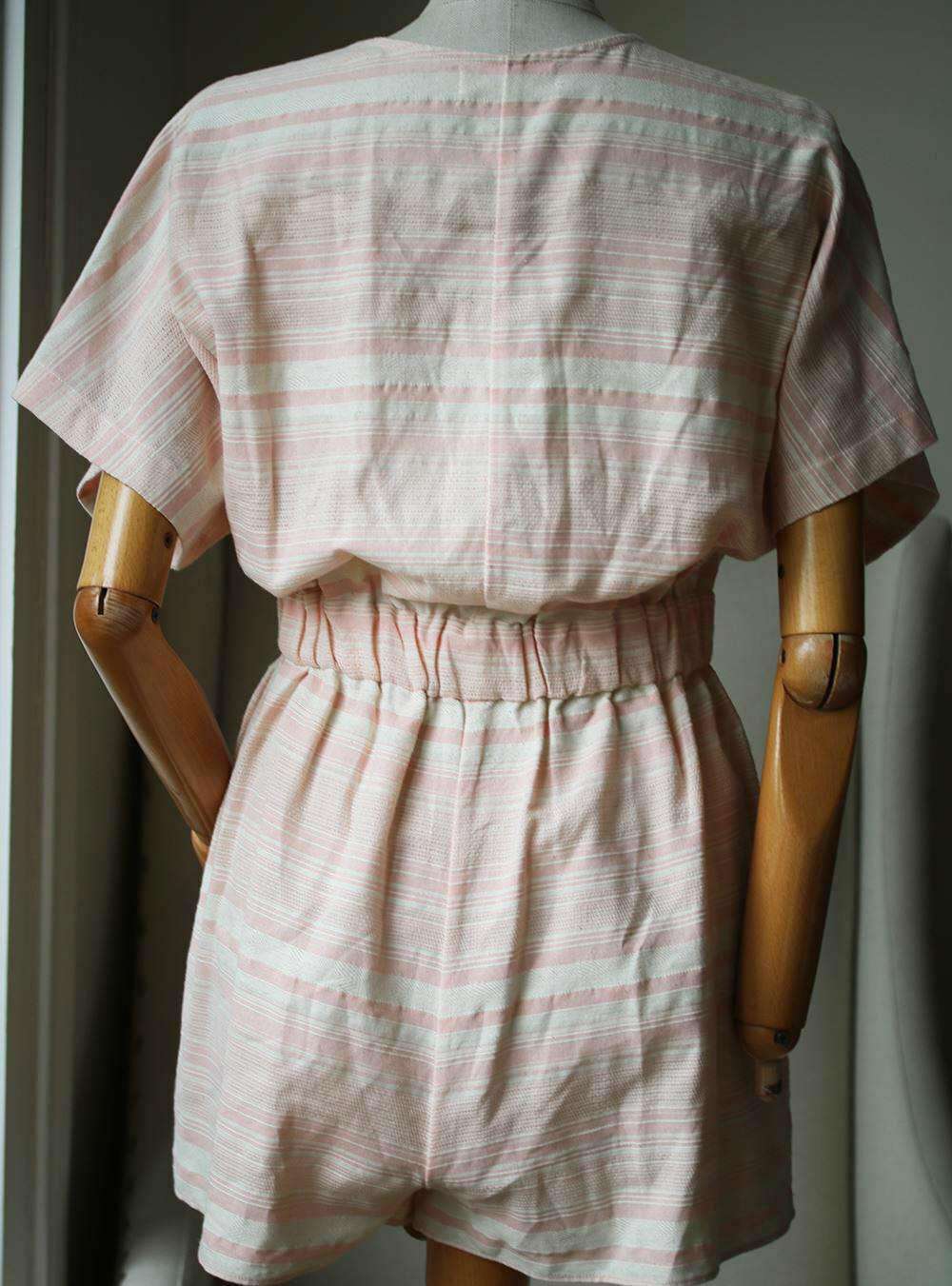 MARA HOFFMAN TIE FRONT STRIPE PLAYSUIT MEDIUM