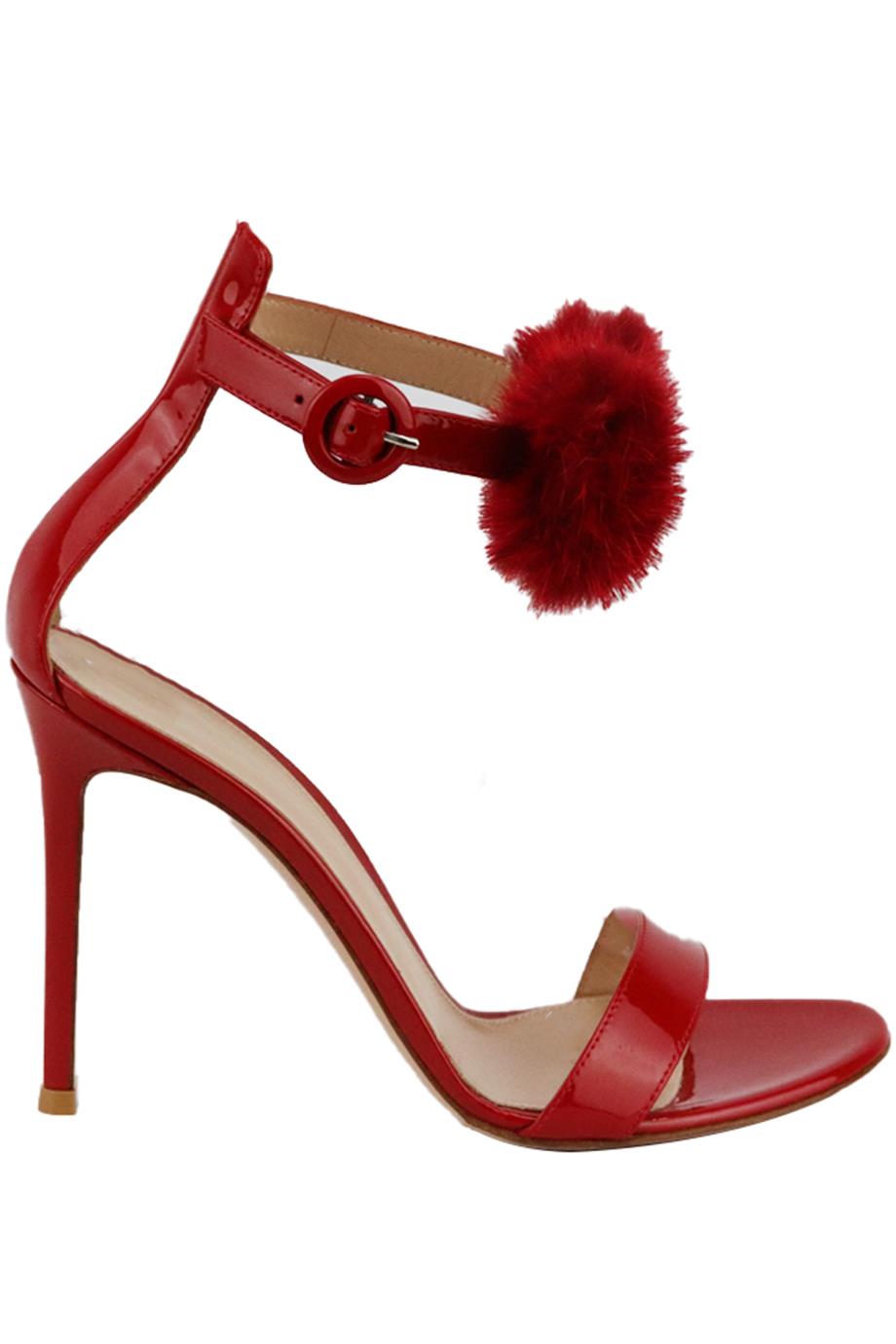 GIANVITO ROSSI PORTOFINO FUR AND PATENT LEATHER SANDALS EU 38 UK 5 US 8