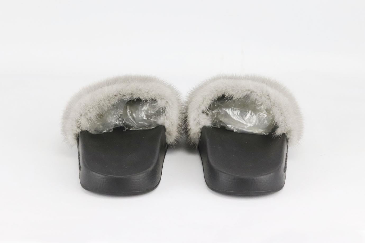 GIVENCHY MINK FUR AND RUBBER SLIDES EU 38 UK 5 US 8