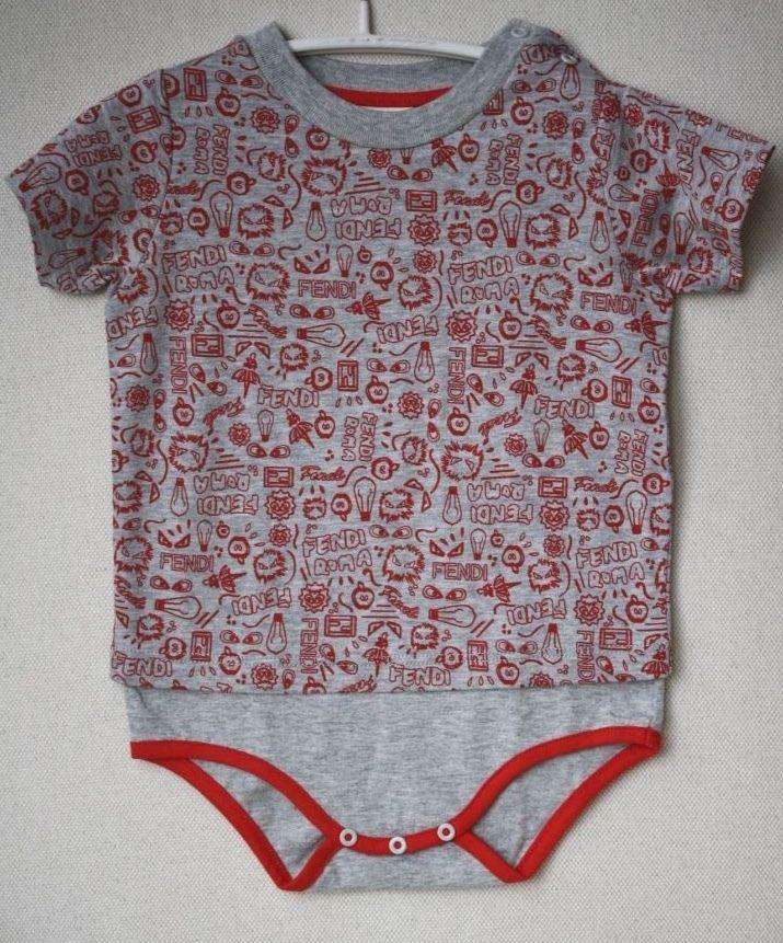 FENDI BABY GREY RED MONSTER ROMA SHORTIE 12 MONTHS