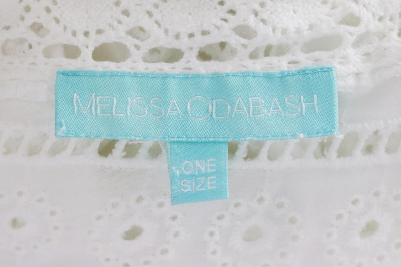 MELISSA ODABASH CROCHET TRIMMED EMBROIDERED VOILE KAFTAN ONE SIZE