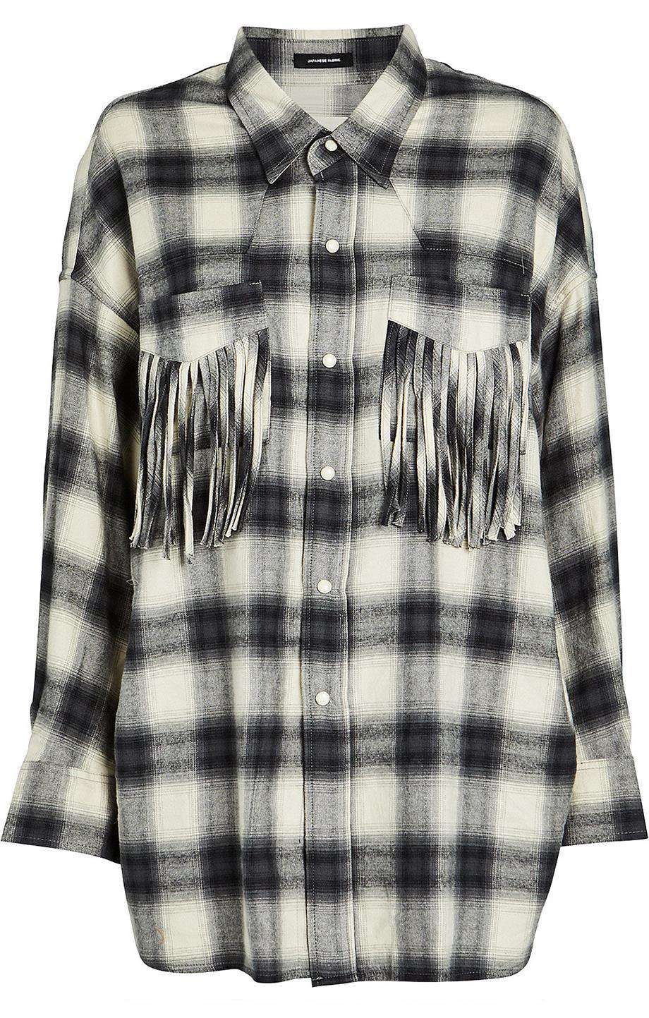 R13 WESTERN FRINGE COTTON BLEND SHIRT SMALL