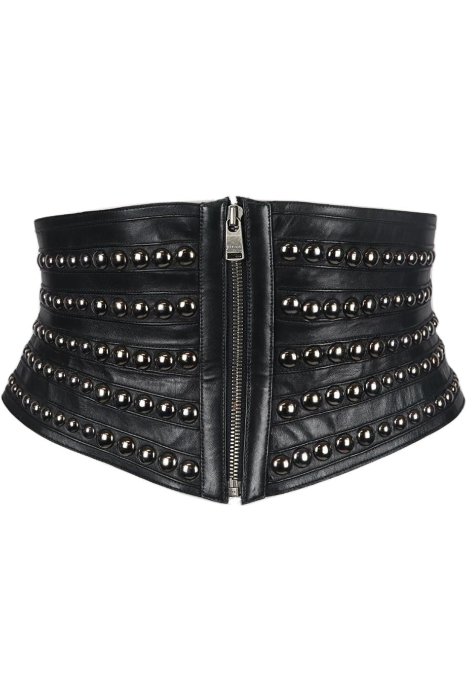 JITROIS STUDDED LEATHER WAIST BELT FR 36 UK 8