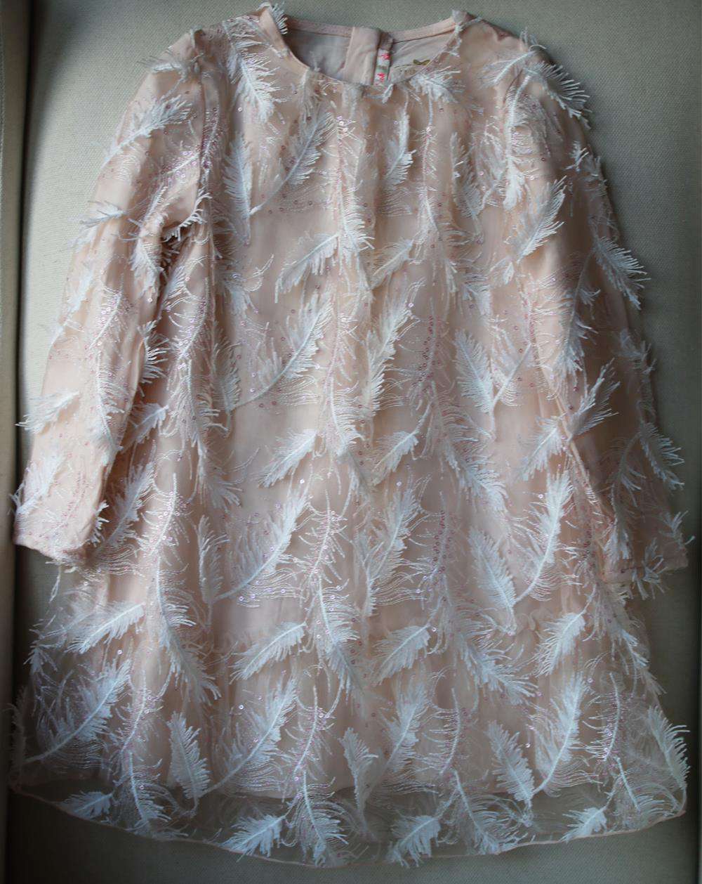 BILLIEBLUSH KIDS GIRLS FEATHER EMBROIDERED TULLE DRESS 5 YEARS
