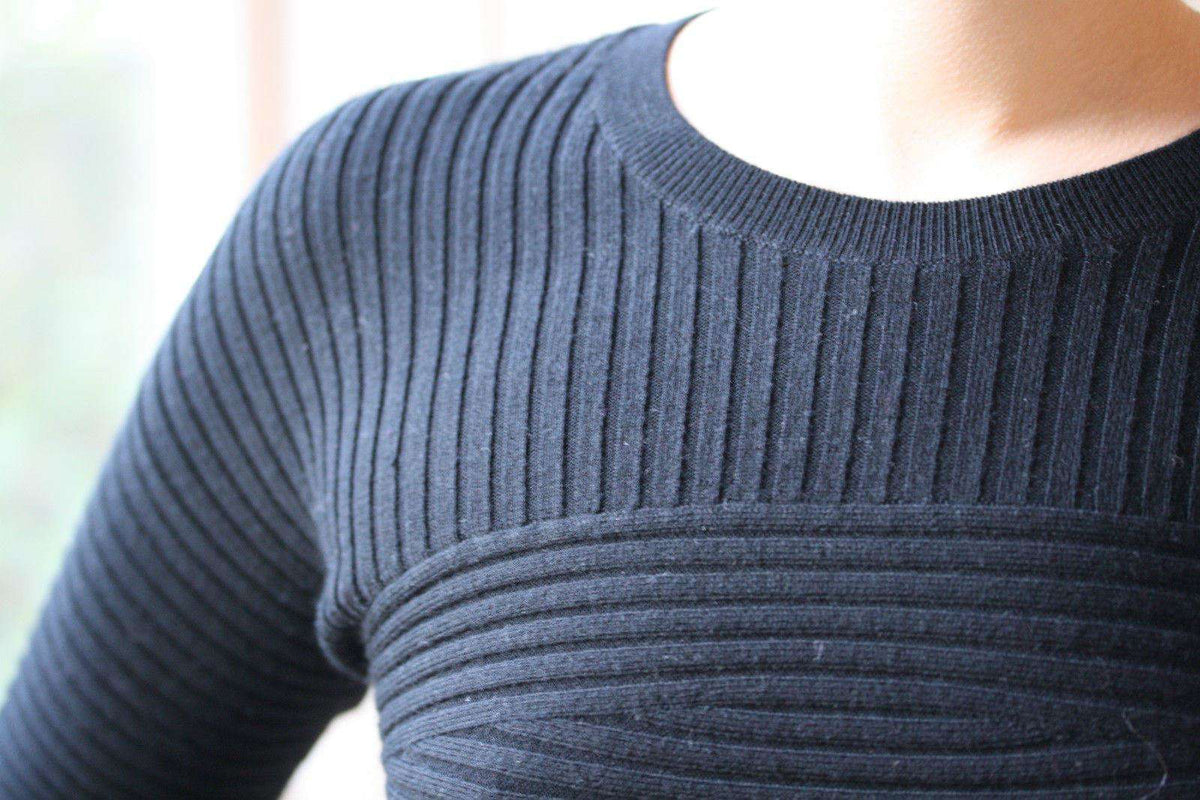 ALEXANDER WANG BLACK RIBBED SWEATER DRESS SMALL