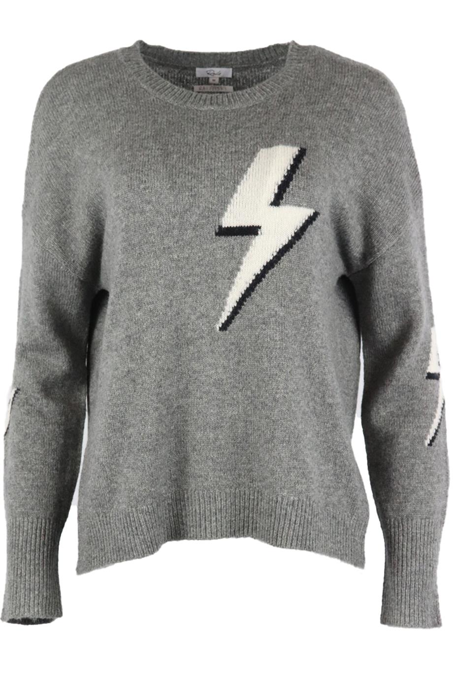 Sweater Gray Wool and Cashmere Intarsia