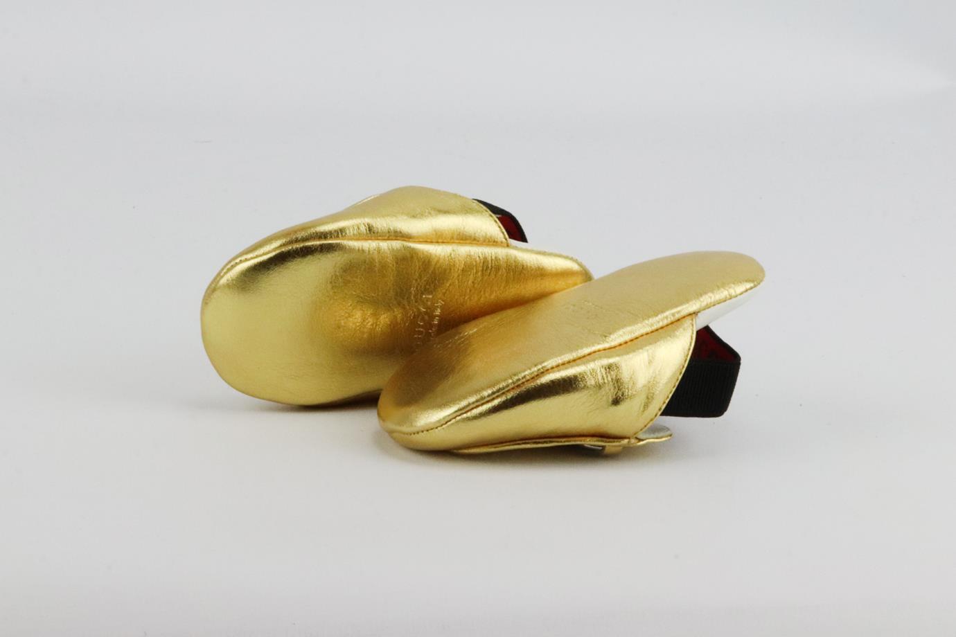 GUCCI BABY GIRLS LOGO LEATHER PRE-WALKER SHOES EU 17 UK 1