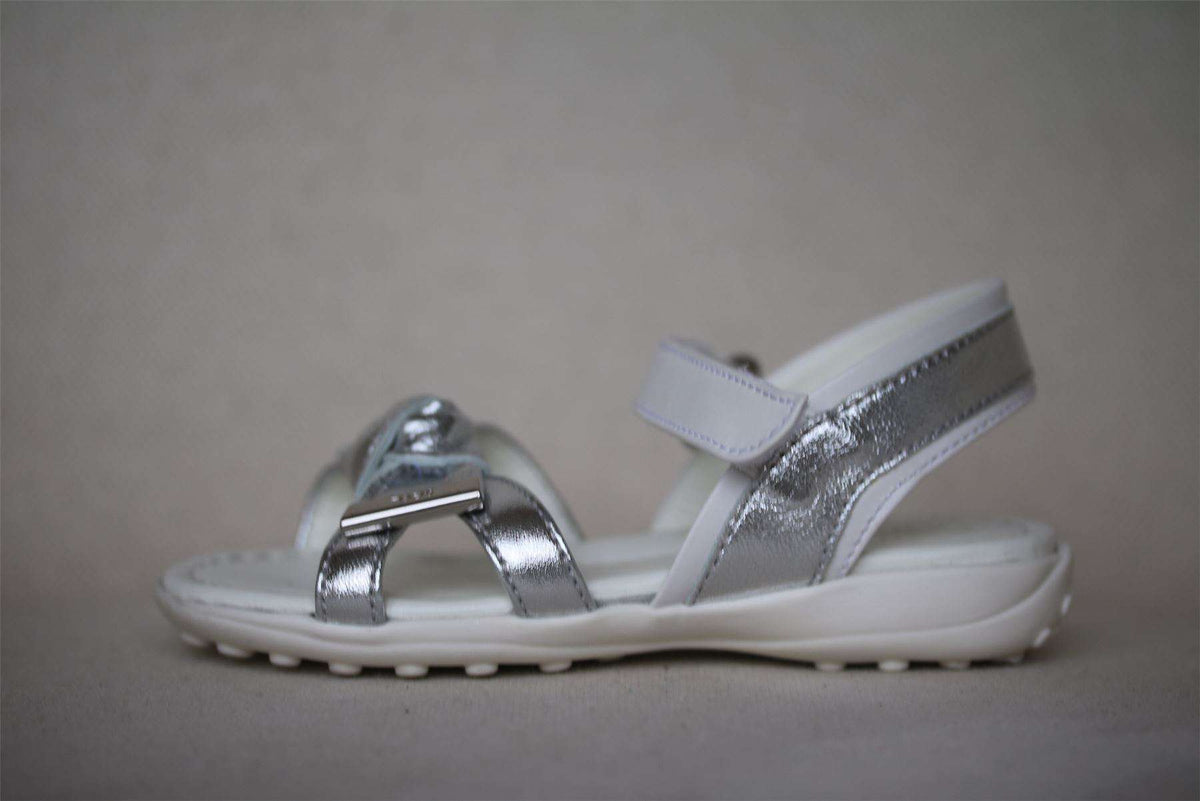 TOD'S JUNIOR GIRLS SILVER LEATHER SANDALS EU 24 UK 7