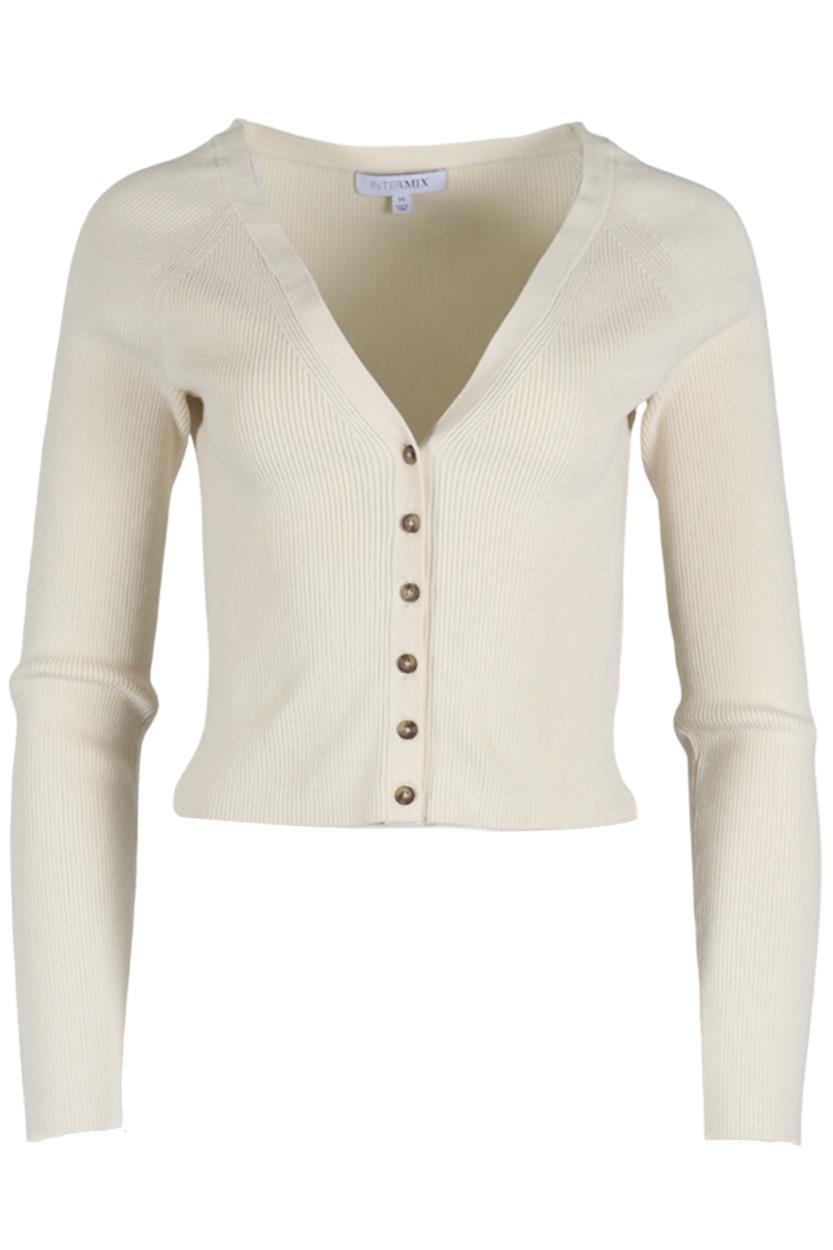 INTERMIX RIBBED KNIT CARDIGAN MEDIUM