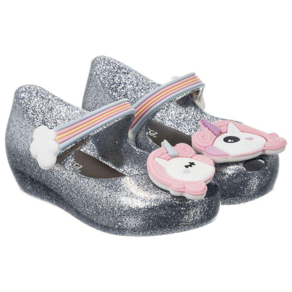 MINI MELISSA SILVER ULTRAGIRL JELLY SHOES EU 25/26 UK 8