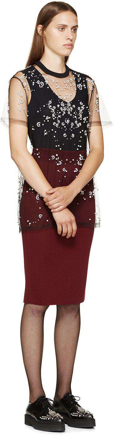 ALEXANDER MCQUEEN BURGUNDY FITTED KNIT SKIRT XSMALL