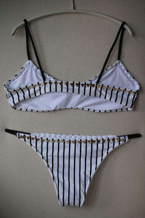 SAME SWIM THE SIREN AND THE VAMP STRIPE BIKINI SMALL/MEDIUM