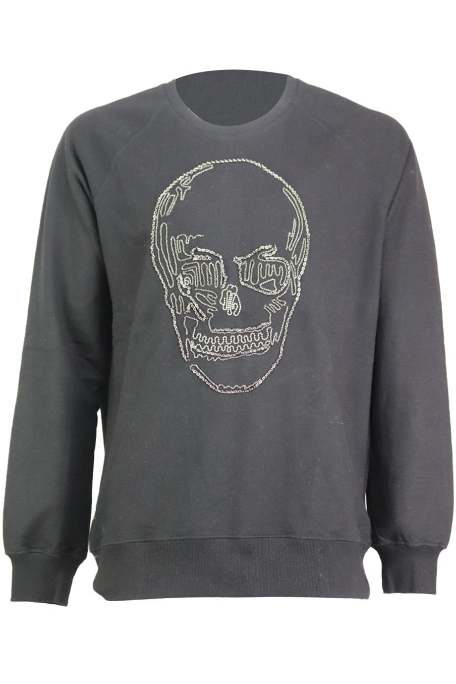 MARKUS LUPFER MEN'S EMBELLISHED COTTON SWEATSHIRT LARGE