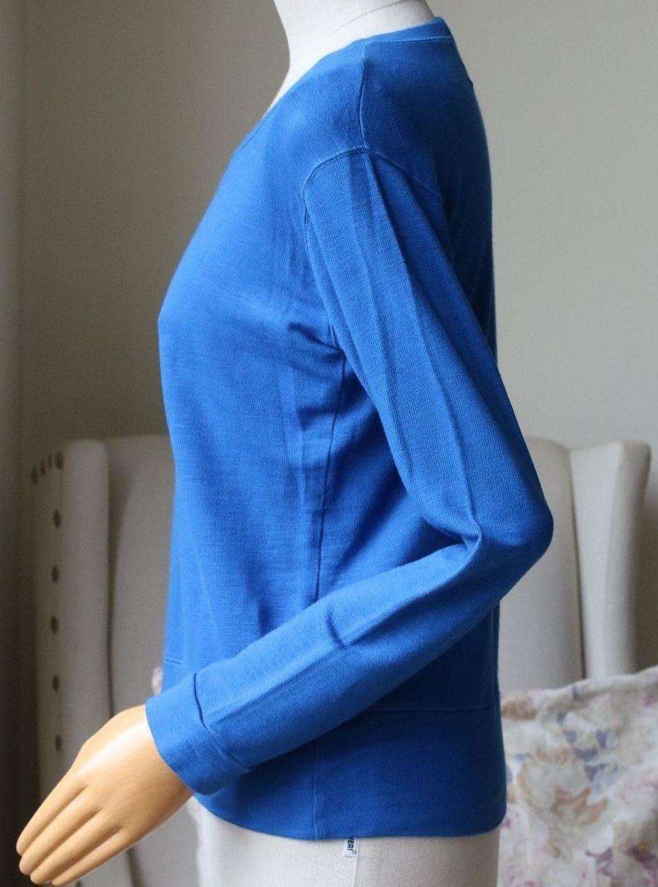 MONROW CLASSIC BLUE COTTON-BLEND SWEATER MEDIUM
